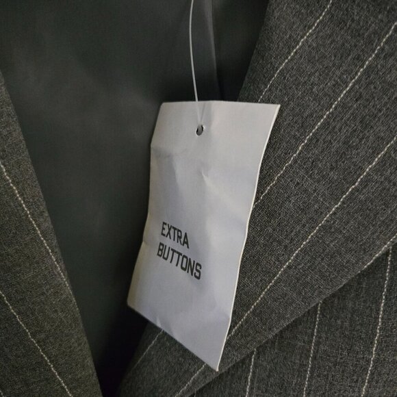 Talbots Vintage NWT Deadstock Gray Pinstripe Belted Blazer Jacket Size 12 - Picture 5 of 7